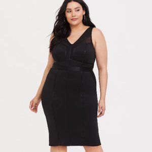 Torrid BLACK SCUBA KNIT & MESH BODYCON DRESS